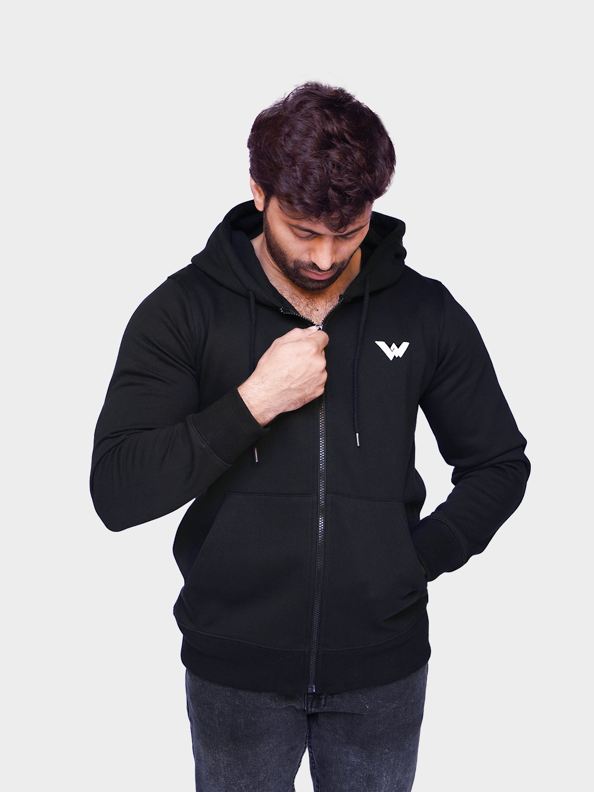 Unisex Black Zipper Hoodie